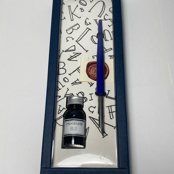 FRANCESCO RUBINATO Italian Wooden Dipping Pen 1 Metal Nib Calligraphy Blue - Picture 2 of 6